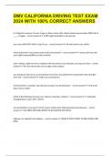 DMV CALIFORNIA DRIVING TEST EXAM 2024 WITH 100&percnt; CORRECT ANSWERS