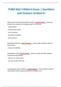 PUBH 6011 Midterm Exam | Questions and Answers Graded A+