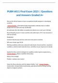 PUBH 6011 Final Exam 2023 | Questions and Answers Graded A+