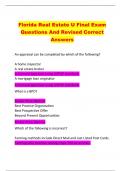 Florida Real Estate U Final Exam Questions And Revised Correct  Answers