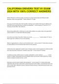 CALIFORNIA DRIVERS TEST &num;1 EXAM 2024 WITH 100&percnt; CORRECT ANSWERS
