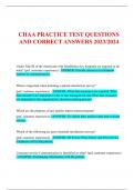 CHAA PRACTICE TEST QUESTIONS  AND CORRECT ANSWERS 2023/2024