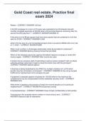 Gold Coast real estate&comma; Practice final  exam 2024