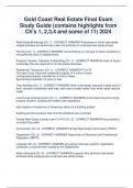 Gold Coast Real Estate Final Exam  Study Guide &lpar;contains highlights from  Ch's 1&comma; 2&comma;3&comma;4 and some of 11&rpar; 2024