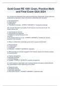Gold Coast RE 1001 Cram&comma; Practice Math  and Final Exam Q&A 2024