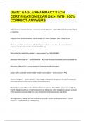 GIANT EAGLE PHARMACY TECH CERTIFICATION EXAM 2024 WITH 100% CORRECT ANSWERS