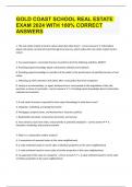 GOLD COAST SCHOOL REAL ESTATE  EXAM 2024 WITH 100&percnt; CORRECT ANSWERS
