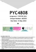 PYC4808 Assignment 1 (POSTER ANSWERS) Semester 1 2024 - DISTINCTION GUARANTEED.