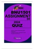 BNU1501 ASSIGNMENT 4 -QUIZ 2024 MCQ WELL ANSWERED
