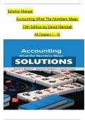 Solution Manual for Accounting What The Numbers Mean, 13th Edition By David Marshall, Verified Chapter's 1 - 16 , Complete Newest Version