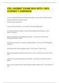 CDL HAZMAT EXAM 2024 WITH 100&percnt; CORRECT ANSWERS