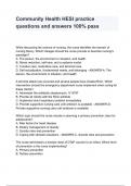 Community Health HESI practice questions and answers 100&percnt; pass