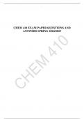 CHEM 410 EXAM PAPER QUESTIONS AND  ANSWERS SPRING 2024/2025