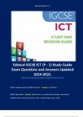 Edexcel IGCSE ICT (9 - 1) Study Guide Exam Questions and Answers Updated 2024-2025.