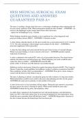 HESI MEDICAL SURGICAL EXAM  QUESTIONS AND ANSWERS  GUARANTEED PASS A&plus; 