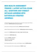 HESI HEALTH ASSESSMENT  VERSION 1 LATEST ACTUAL EXAM  ALL QUESTIONS AND CORRECT  DETAILED ANSWERS WITH  RATIONALES (VERIFIED  ANSWERS)