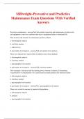 Millwright-Preventive and Predictive Maintenance Exam Questions With Verified Answers