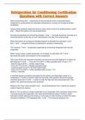 Refrigeration Air Conditioning Certification Questions with Correct Answers 