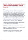 Hesi A2 Reading Comprehension Exam  2024 Questions and Correct Answers  Rated A+