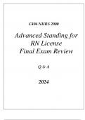 (WGU C494) NURS 2000 ADVANCED STANDING FOR RN LICENSE FINAL EXAM REVIEW Q & A 2024.