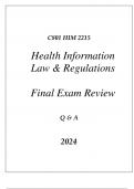(WGU C801) HIM 2215HEALTH INFORMATION LAW & REGULATIONS FINAL EXAM REVIEW Q & A