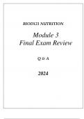 BIOD121 ESSENTIALS IN NUTRITION MODULE 3 FINAL EXAM REVIEW Q & A 2024