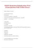 NUR231 Respiration Pathophysiology Week 4 Exam Questions With Verified Answers