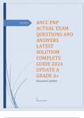 ANCC FNP ACTUAL EXAM QUESTIONS AND ANSWERS LATEST SOLUTION COMPLETE GUIDE