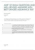 AHIP 1ST EXAM QUESTIONS AND  WELL REVISED ANSWERS WITH  BEST GRADES ASSURANCE TEST