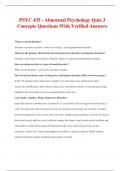 PSYC 435 - Abnormal Psychology Quiz 3 Concepts Questions With Verified Answers