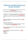 CPSI Exam Prep 2023 Questions and Answers Graded A+ 