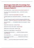 Washington State DOL Knowledge Test Exam 2024 Latest Questions and Correct  Answers Rated A&plus;