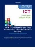 iGCSE ICT Glossary Mega Study Guide Exam Questions with Certified Solutions .