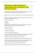 Philosophy of Mind Dualism & Physicalism Exam Questions with Correct Answers