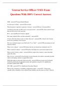 Veteran Service Officer (VSO) Exam Questions With 100% Correct Answers