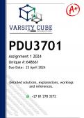 PDU3701 Assignment 1 (QUIZ DETAILED ANSWERS) 2024 - DISTINCTION GUARANTEED