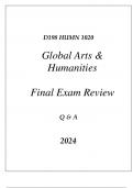 (WGU D198) HUMN 1020 GLOBAL ARTS & HUMANITIES FINAL EXAM REVIEW Q & A 2024.