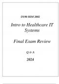 (WGU D190) HIM 2002 INTRO TO HEALTHCARE IT SYSTEMS FINAL EXAM REVIEW Q & A 2024