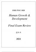 (WGU D202) PSYC 1020 HUMAN GROWTH & DEVELOPMENT FINAL EXAM REVIEW Q & A