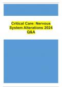 Critical Care: Nervous System Alterations 2024 Q&A