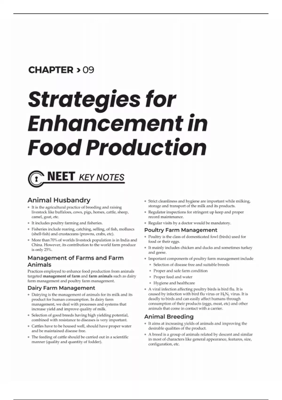 Strategies for Enhancement in Food Production summary notes + mastering ...