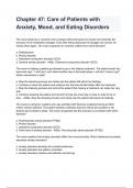 Chapter 47&colon; Care of Patients with Anxiety&comma; Mood&comma; and Eating Disorders REVISED AND UPDATED FOR 2026&sol;2027 ACTUAL EXAM COMPLETE QUESTIONS AND CORRECT DETAILED ANSWERS &lpar;VERIFIED ANSWERS&rpar; &vert;ALREADY GRADED A&plus;&vert;&vert;BRAND NEW&excl;&excl;