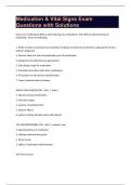 Medication & Vital Signs Exam Questions with Solutions