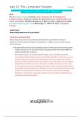 Straighterline Anatomy & Physiology II LAB BIO 202L Lab 12 The Lymphatic System and Immunity Worksheet &lpar;New Version April 2024&rpar; Scored 100&percnt;