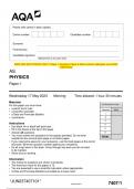 2023 AQA AS PHYSICS 7407/1 Paper 1 Question Paper & Mark scheme (Merged) June 2023 [VERIFIED]