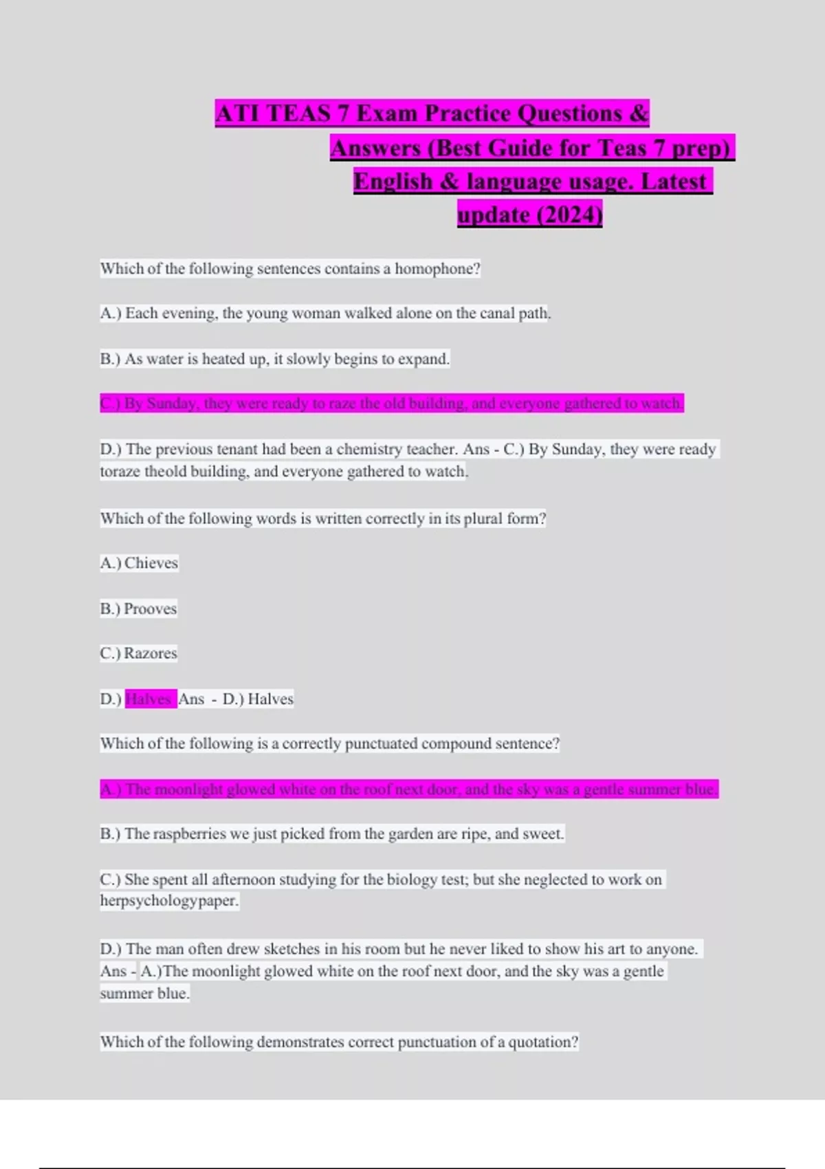 Ati teas 7 exam practice questions answers best guide for teas 7
