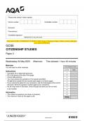 2023 AQA GCSE CITIZENSHIP STUDIES 8100/2 Paper 2 Question Paper & Mark scheme (Merged) June 2023 [VERIFIED]