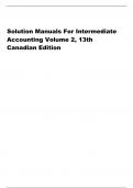 Solution Manuals For Intermediate  Accounting Volume 2, 13th  Canadian Edition