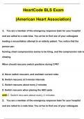 HeartCode BLS (American Heart Association) Exam Questions and Answers Latest (2024 / 2025) (Verified Answers by Expert)