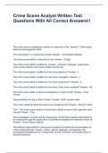 Crime Scene Analyst Written Test Questions With All Correct Answers&excl;&excl;